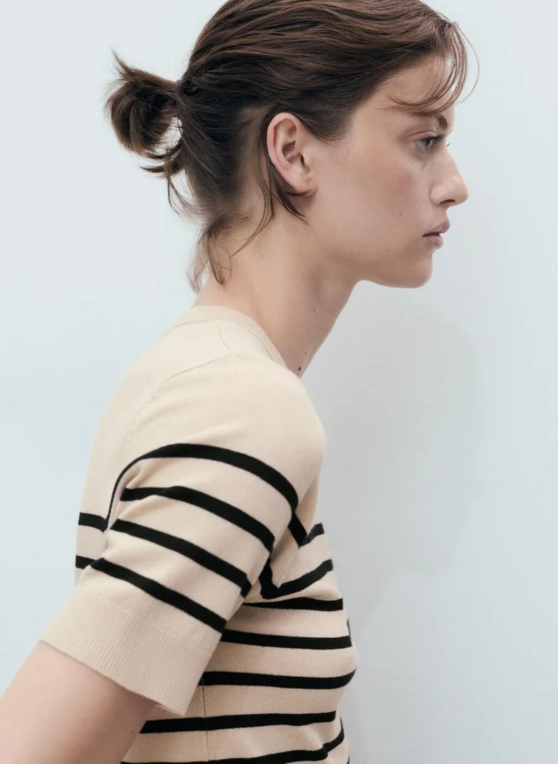 MANGO Short-sleeved fine-knit sweater