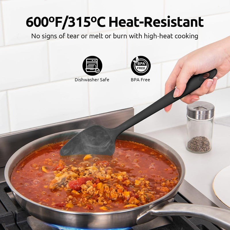 U-Taste Trendy flexible practical build 315℃ Heat Resistant Silicone Spatula: High Heat Proof Flexible Non-Stick Bowl Scraper, Seamless Rubber Kitchen Utensils for Baking Cooking Mixing Cookware (4 Pieces, Black) Global assorted color picks - Image 3