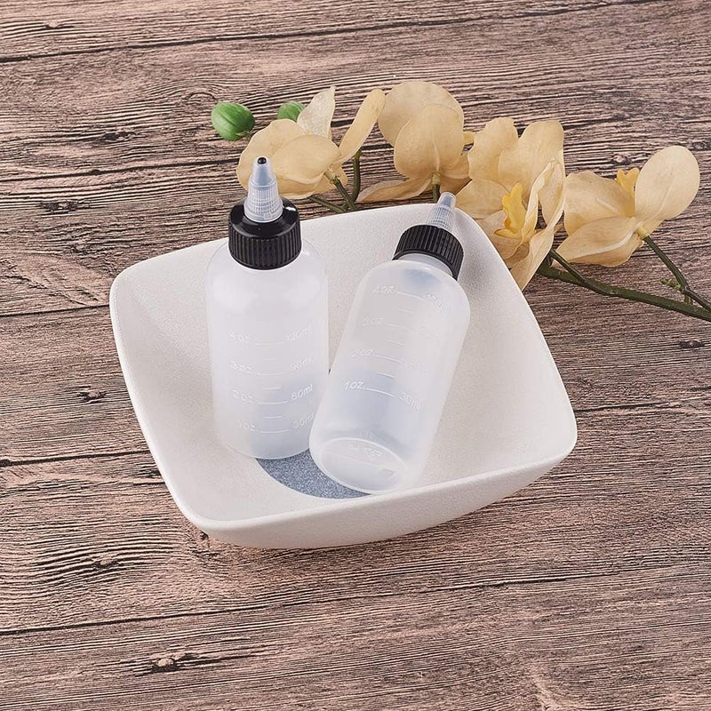 BENECREAT 12 Pack 4 Ounce Plastic Squeeze Dispensing Bottles with Black Twist Cap and Measurement, Open/Close Nozzle - Good for Crafts, Art, Glue, Multi Purpose Flexible trendy construction - Image 5
