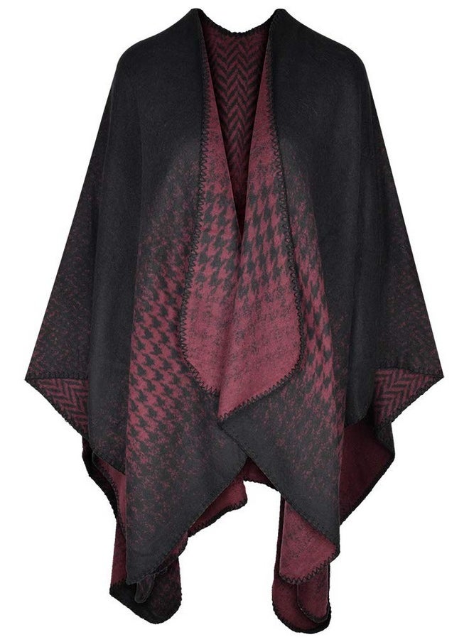 Women'S Blanket Wrap Houndstooth Knitted Cardigans Scarf Shawl Poncho Cape Black Purple - pzsku/Z58AD125A5C955170571AZ/45/_/1718267488/39612581-2ed3-4640-b35f-010ccced8b4d