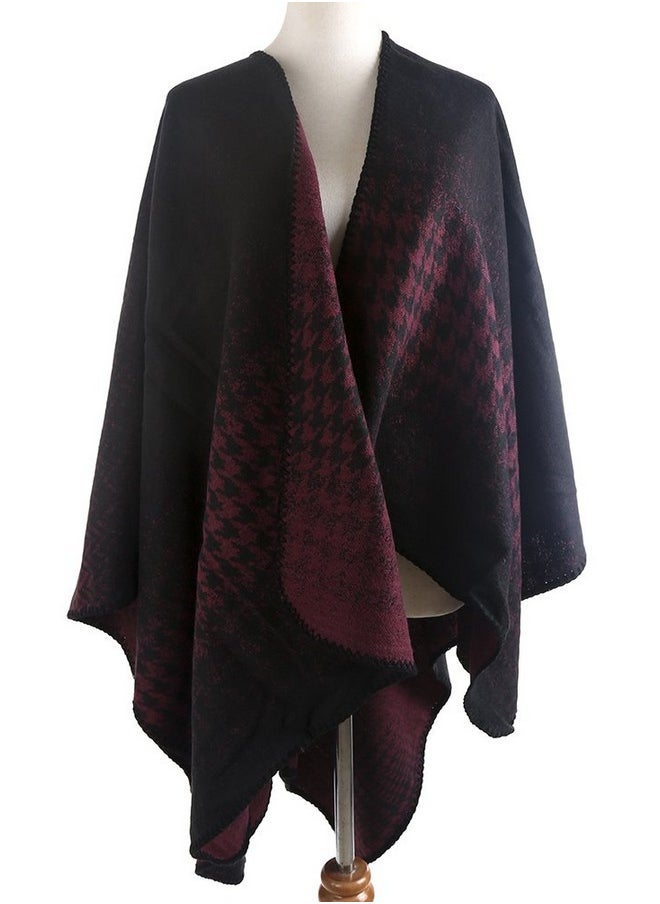 Women'S Blanket Wrap Houndstooth Knitted Cardigans Scarf Shawl Poncho Cape Black Purple - pzsku/Z58AD125A5C955170571AZ/45/_/1718267490/0f833695-7da7-4096-9e34-eaa06d4d71b5