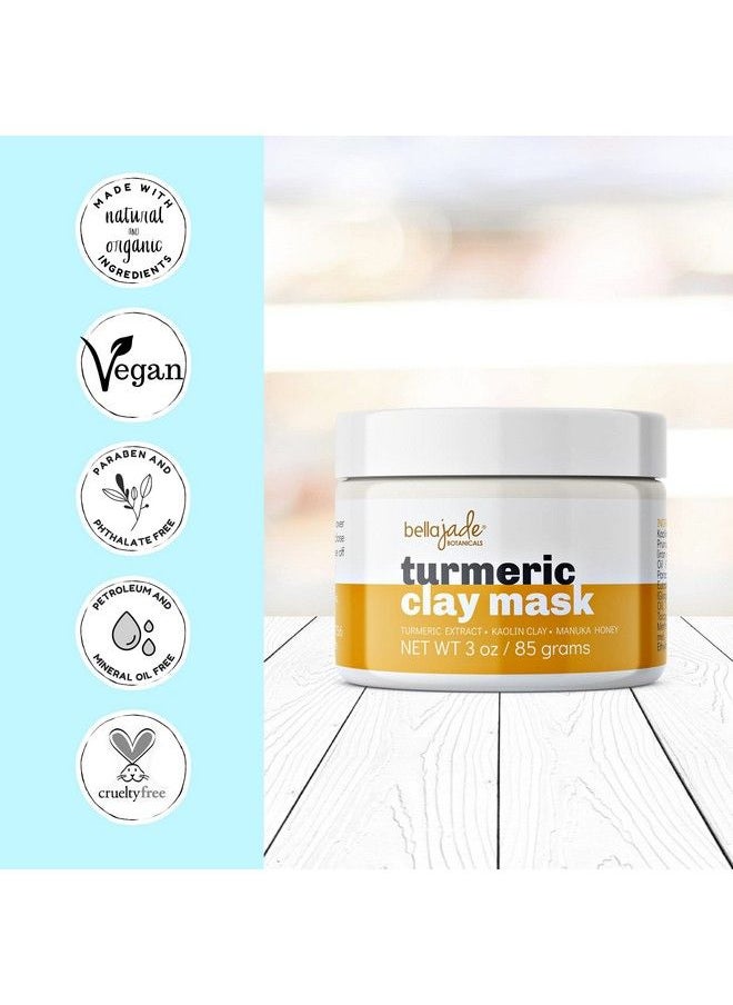 Turmeric Vitamin C Clay Face Mask & Brush For Acne Hyperpigmentation Dark Spots And Anti Aging With Tumeric Kaolin Clay Organic Aloe Vera And Manuka Honey