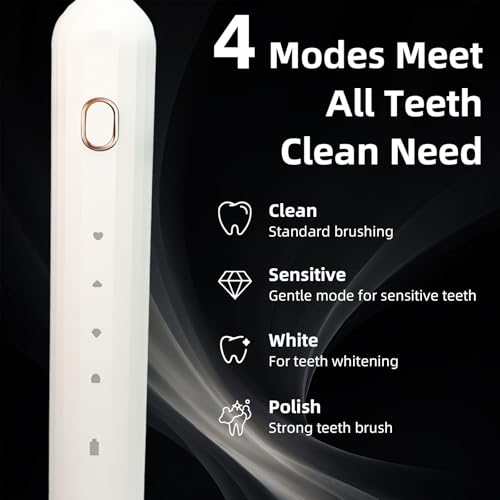 Magentak Ultrasonic U-Shaped Toothbrush for Adults, Electric Toothbrush for Teeth Whitening, Automatic 360-degree with Waterproof IPX7, 4 Modes for Cleaning(White) - Image 4