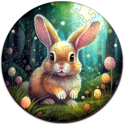Aeekdook Wooden Puzzles for Kids Ages 48 Cute Bunny Puzzle Unique Animal Shaped Wooden Jigsaw Puzzles for Kid 50 Pieces Puzzles for Kids50pcs114 114in - Image 1