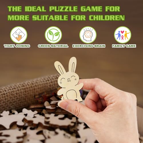 Aeekdook Wooden Puzzles for Kids Ages 48 Cute Bunny Puzzle Unique Animal Shaped Wooden Jigsaw Puzzles for Kid 50 Pieces Puzzles for Kids50pcs114 114in - Image 5