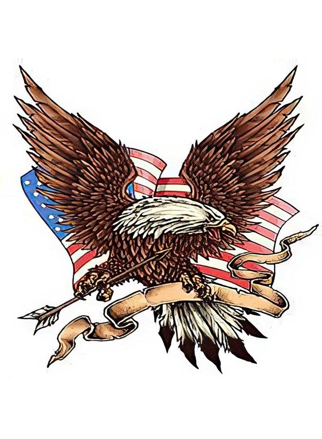 Dopetattoo 6 Sheets Temporary Tattoos eagle America flag tattoo usa 4th JulyTemporary tattoo Neck Arm Chest - Image 1
