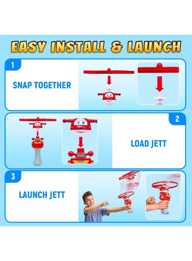 Super Wings Flying Toys, Jett Flying Toys for Kids Ages 3-5 4-8, Fun Outdoor Flying Disc Launcher Toys, Airplane Outside Flying Toys for Kids Boys Girls 3 4 5 6 7 8 Year Old - Image 3