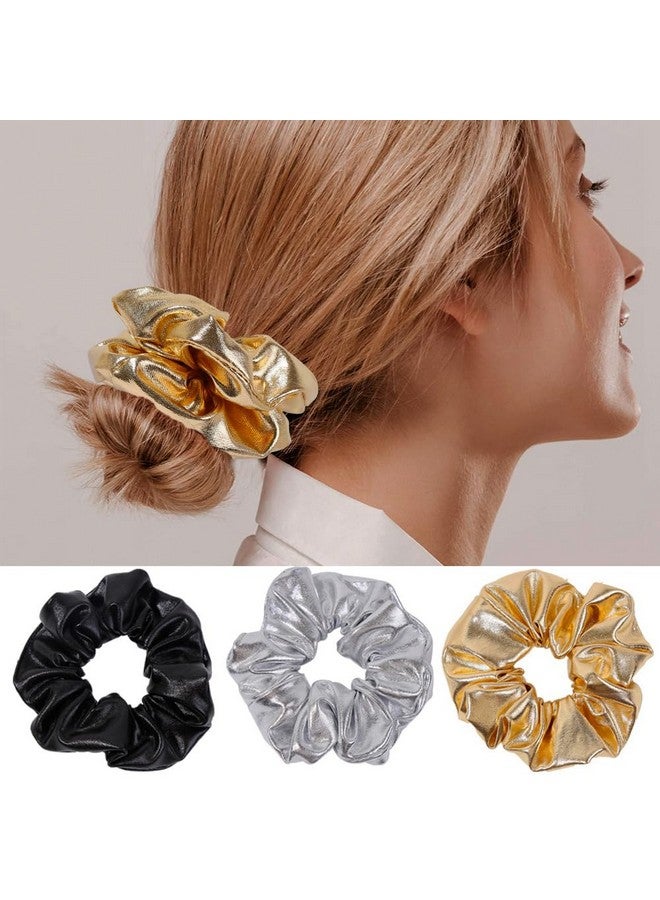 KOOMAGIC 12 Pcs Faux Leather Jacket Cheer Hair Scrunchies For Thick Hair School Performance Scrunchy Sports Ponytail Holder Wrist For Girls Cosplay Show (Red)  - Image 1