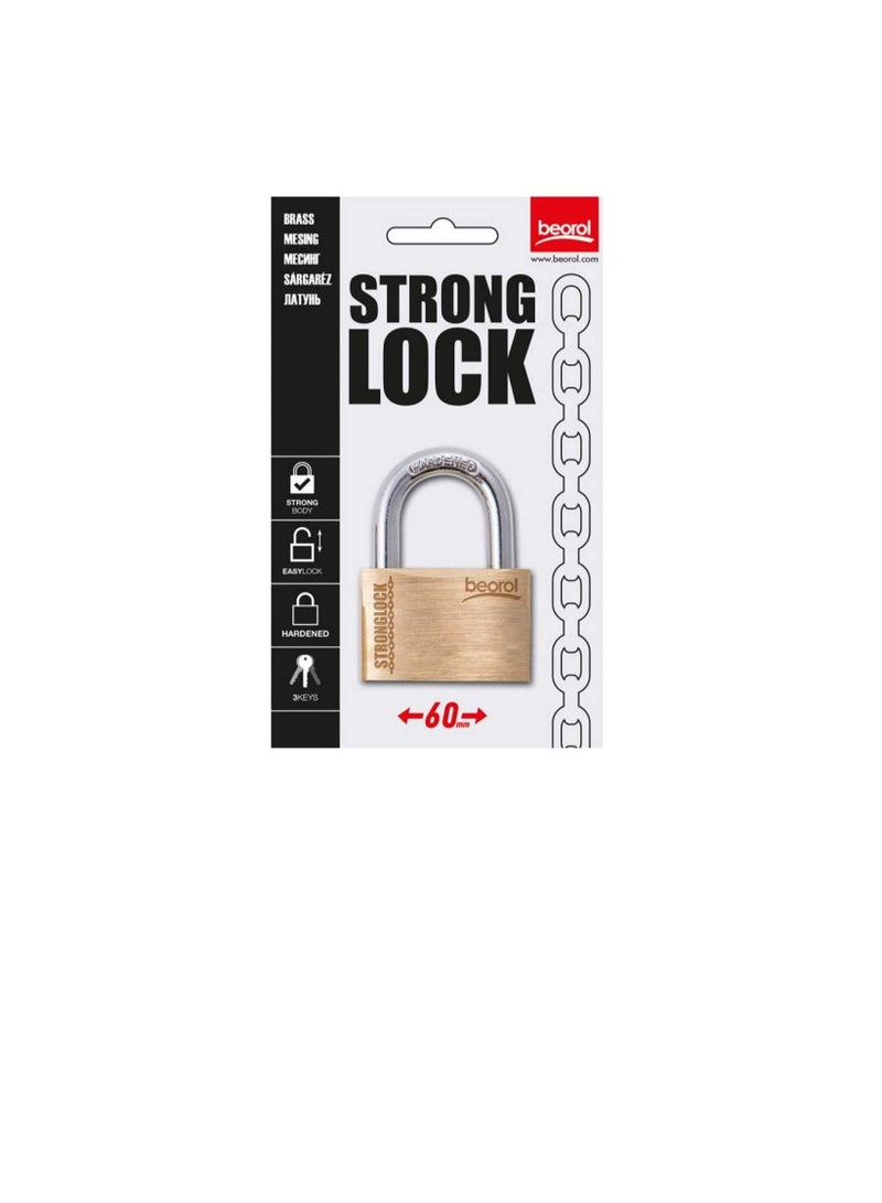 Beorol Light Duty Padlock with Full Brass Body (60mm)  - Image 1