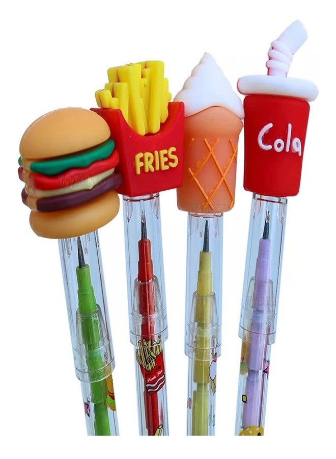 JMK CRAFTS Kids’ Colourful Mcdy Body Food Emoji Bullet Pencils with Lead Nibs – Push Pencils for Boys & Girls | Fun Fast Food Themed Fancy Top | Birthday Return Gifts, Party Favors & School (4) - Image 1