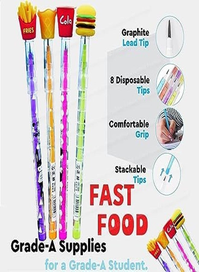 JMK CRAFTS Kids’ Colourful Mcdy Body Food Emoji Bullet Pencils with Lead Nibs – Push Pencils for Boys & Girls | Fun Fast Food Themed Fancy Top | Birthday Return Gifts, Party Favors & School (4) - Image 3