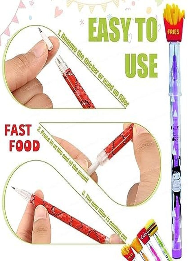 JMK CRAFTS Kids’ Colourful Mcdy Body Food Emoji Bullet Pencils with Lead Nibs – Push Pencils for Boys & Girls | Fun Fast Food Themed Fancy Top | Birthday Return Gifts, Party Favors & School (4) - Image 4