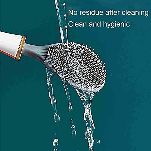 VIXERA Silicon Toilet Brush with Slim Holder Flex Toilet Brush Anti-drip Set Toilet Bowl Cleaner Brush, No-Slip Long Handle Soft Silicone Bristle Clean Toilet Corner Easily (Wall Hung Toilet Brush) - Image 2