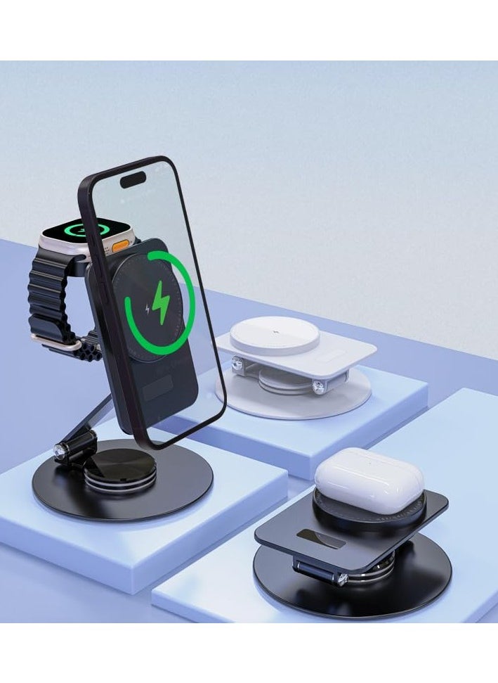 SYOSI - 2 in 1Mag-Safe Charger Stand for Apple, Foldable Charging Stand Wireless Dock for iPhone 15 14 13 12 Series, Magnetic Wireless Charging Station for Apple Watch Ultra/SE/9/8/7/6 for Air p ods 3/2/Pro - Image 1
