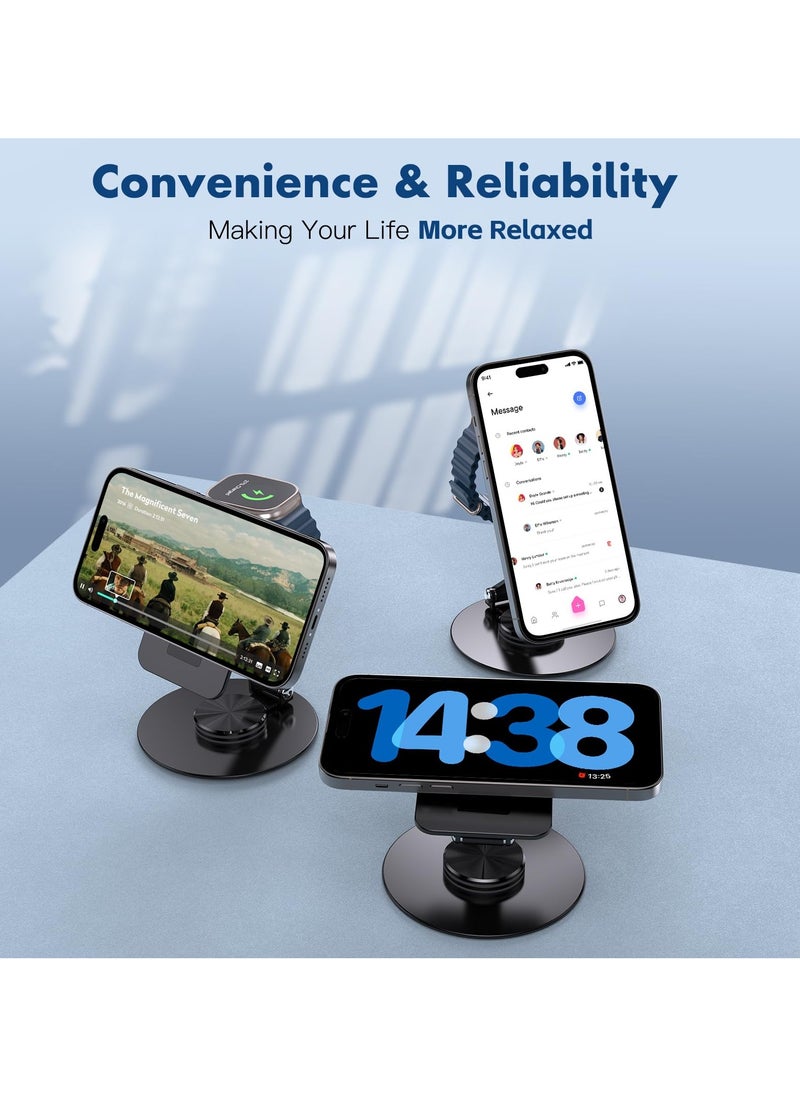 SYOSI - 2 in 1Mag-Safe Charger Stand for Apple, Foldable Charging Stand Wireless Dock for iPhone 15 14 13 12 Series, Magnetic Wireless Charging Station for Apple Watch Ultra/SE/9/8/7/6 for Air p ods 3/2/Pro - Image 1