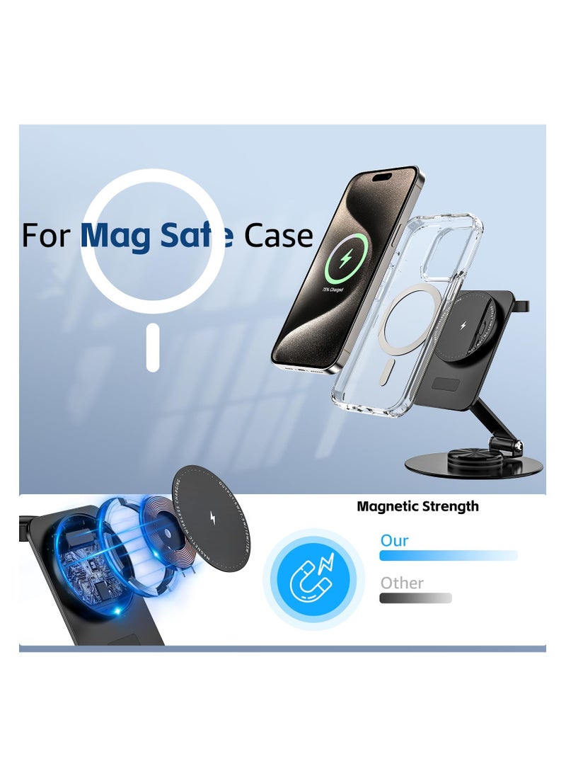 SYOSI - 2 in 1Mag-Safe Charger Stand for Apple, Foldable Charging Stand Wireless Dock for iPhone 15 14 13 12 Series, Magnetic Wireless Charging Station for Apple Watch Ultra/SE/9/8/7/6 for Air p ods 3/2/Pro - Image 1