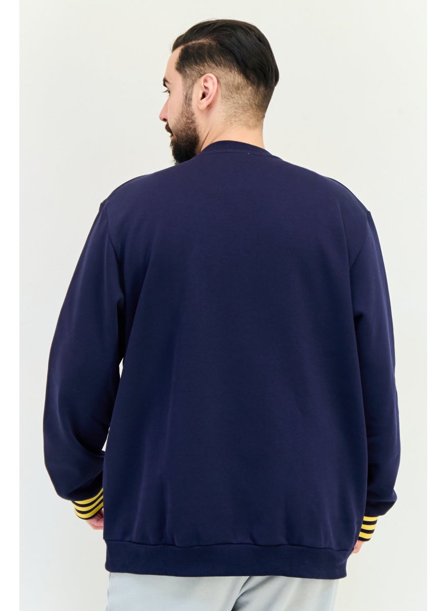adidas Originals Men Sportswear Fit Long Sleeves Training Sweatshirts, Navy Blue  - Image 3