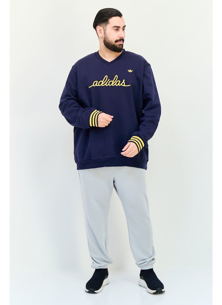 adidas Originals Men Sportswear Fit Long Sleeves Training Sweatshirts, Navy Blue  - Image 4