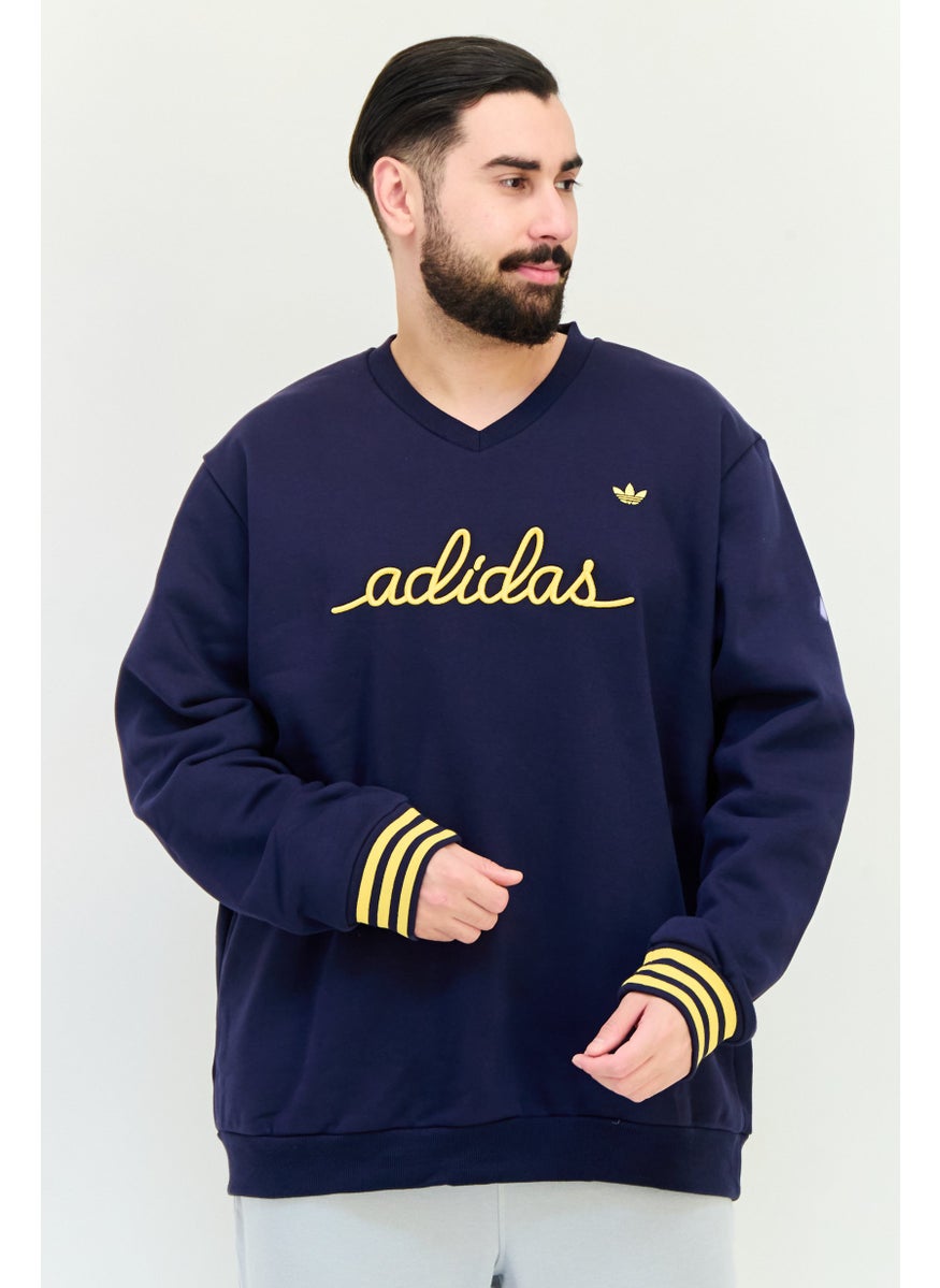 adidas Originals Men Sportswear Fit Long Sleeves Training Sweatshirts, Navy Blue  - Image 1