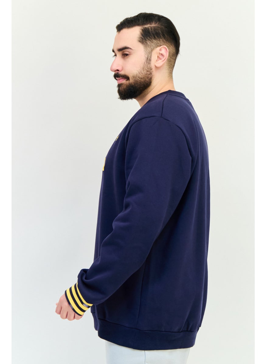 adidas Originals Men Sportswear Fit Long Sleeves Training Sweatshirts, Navy Blue  - Image 2