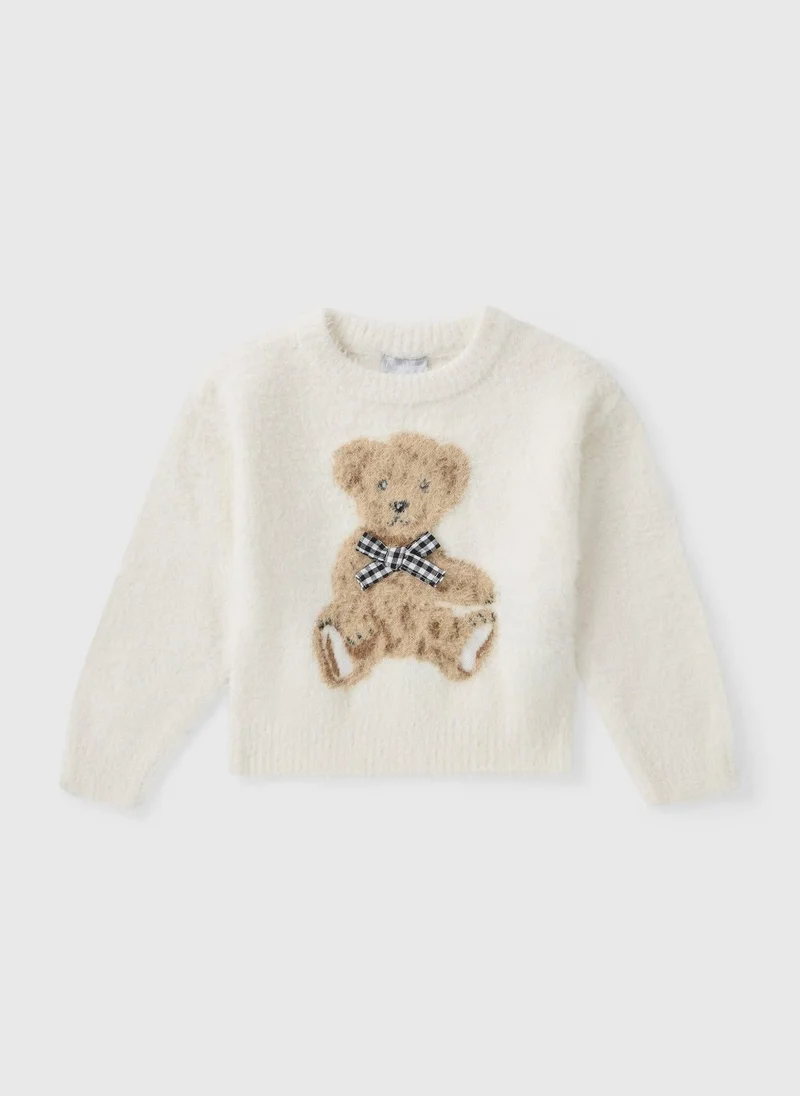 Matalan Girls Cream Bear Jumper