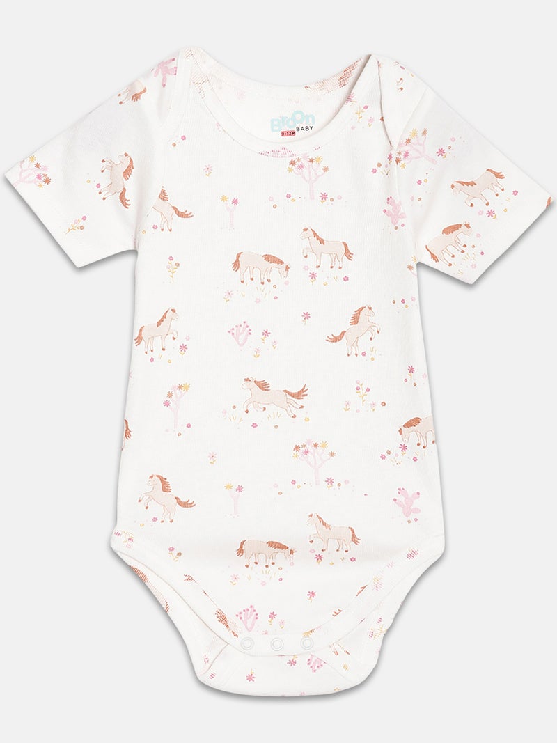 Broon Infant Girls White and Fuchsia Printed Pure Organic Cotton Bodysuit Pack of 2 - Image 2