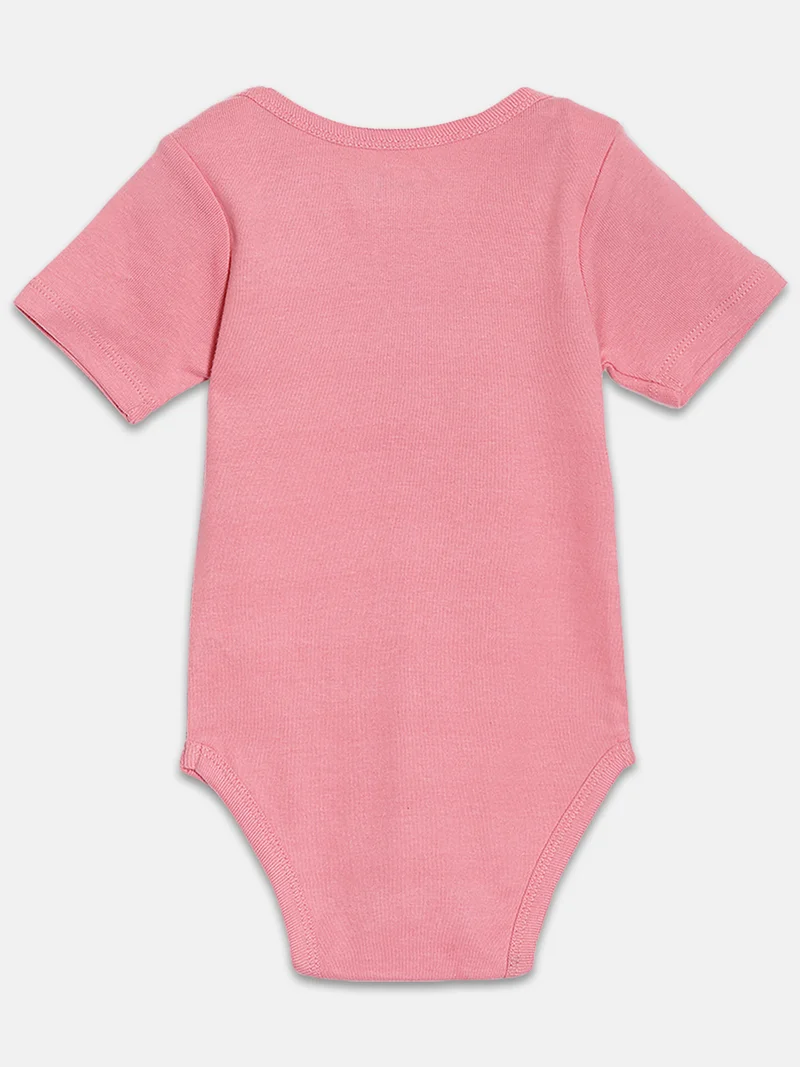 Broon Broon Infant Girls White and Fuchsia Printed Pure Organic Cotton Bodysuit Pack of 2