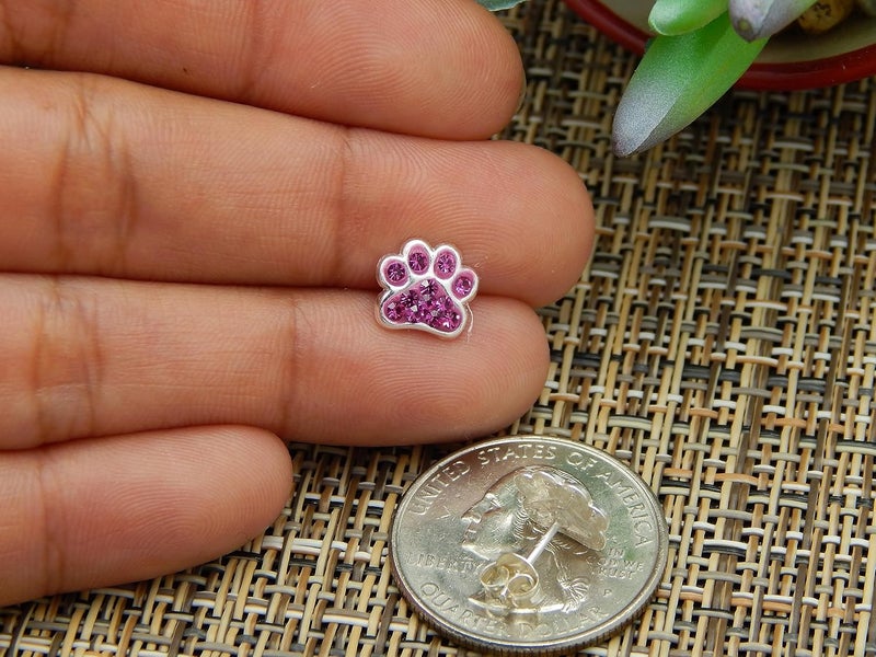 ICYROSE 925 Sterling Silver Paw Print Stud Earrings (Choose Your Style) (Nickel Free) - Image 2