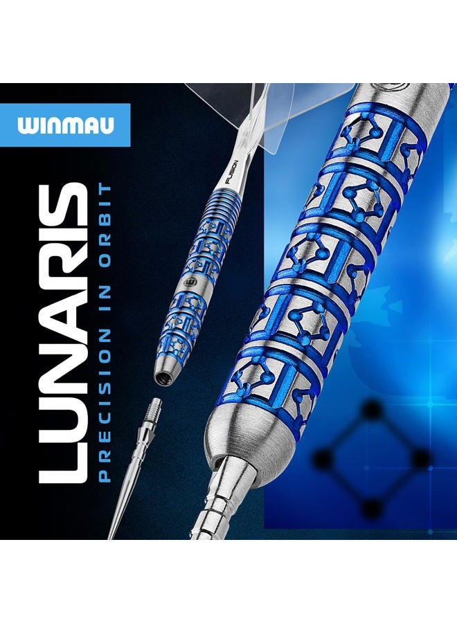 Winmau Darts – Lunaris 90% Tungsten Darts Set | Fusion Clear Short Shaft | Groove & Smooth Switch Point | Parallel 23 g/25 g, Tapered 22 g/24 g Blue & Silver Barrels | Rapid-Change System - Image 5