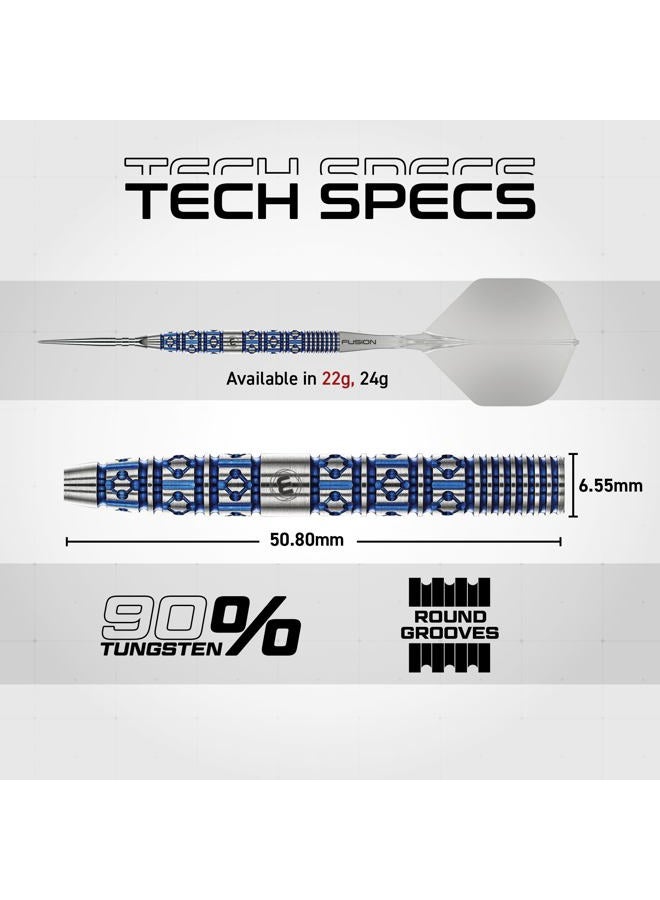 Winmau Darts – Lunaris 90% Tungsten Darts Set | Fusion Clear Short Shaft | Groove & Smooth Switch Point | Parallel 23 g/25 g, Tapered 22 g/24 g Blue & Silver Barrels | Rapid-Change System - Image 4