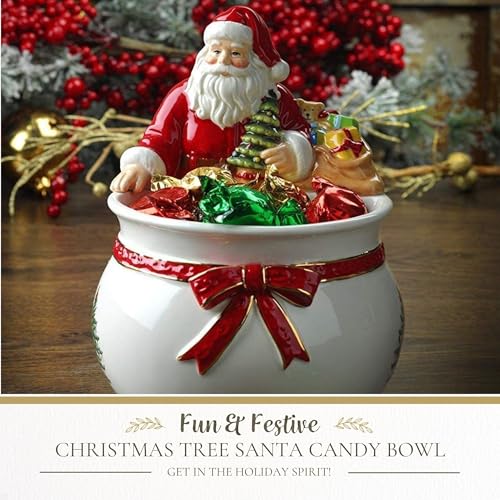 Spode Christmas Tree Candy Bowl - 7.5-Inch Earthenware Bowl for Candy, Nuts, Potpourri, Holiday Décor - Food-Safe Decorative Design with Santa & Tree Motif - Christmas Gift, Festive Tabletop Accent - Image 2