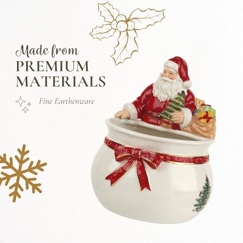 Spode Christmas Tree Candy Bowl - 7.5-Inch Earthenware Bowl for Candy, Nuts, Potpourri, Holiday Décor - Food-Safe Decorative Design with Santa & Tree Motif - Christmas Gift, Festive Tabletop Accent - Image 4