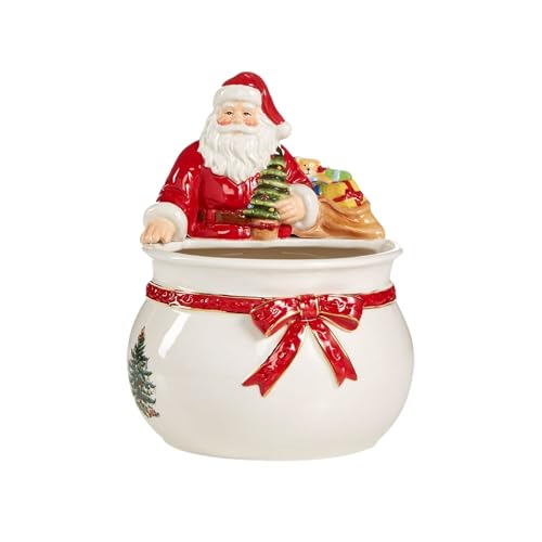 Spode Christmas Tree Candy Bowl - 7.5-Inch Earthenware Bowl for Candy, Nuts, Potpourri, Holiday Décor - Food-Safe Decorative Design with Santa & Tree Motif - Christmas Gift, Festive Tabletop Accent - Image 1