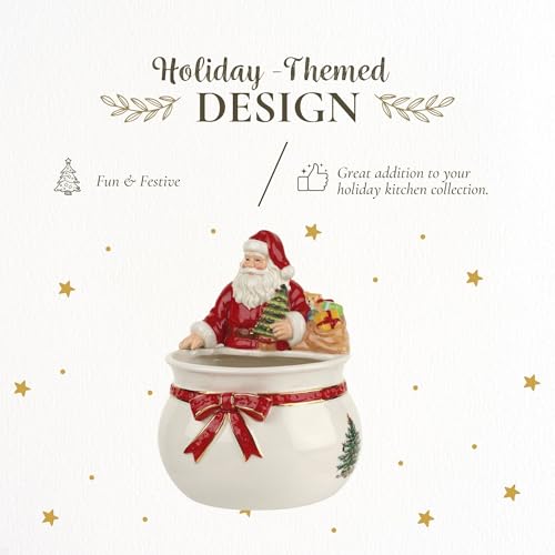 Spode Christmas Tree Candy Bowl - 7.5-Inch Earthenware Bowl for Candy, Nuts, Potpourri, Holiday Décor - Food-Safe Decorative Design with Santa & Tree Motif - Christmas Gift, Festive Tabletop Accent - Image 3