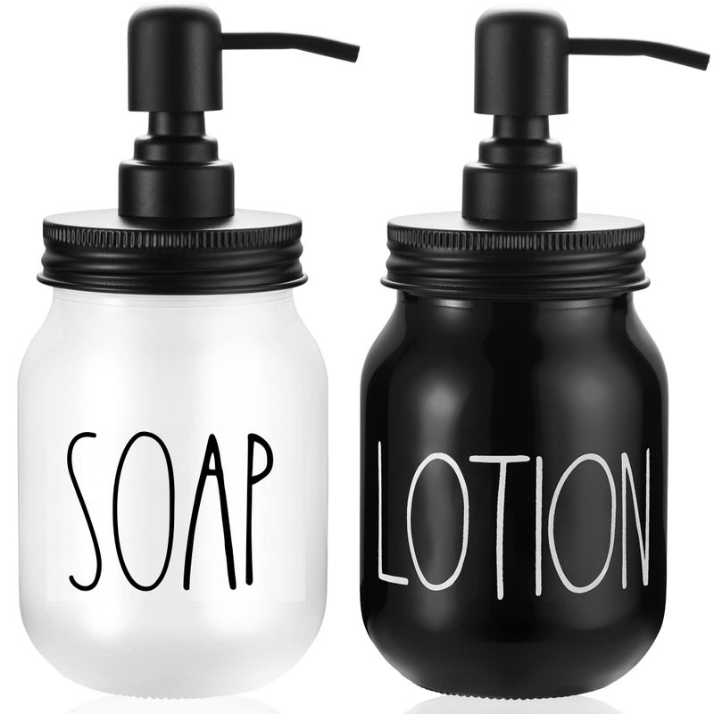 Brighter Barns Hand Soap and Lotion Dispenser Set  Bathroom Soap Holder  Glass Liquid Dispenser  Farmhouse Decor