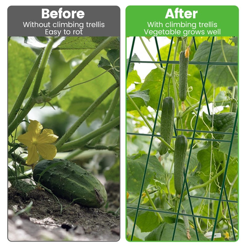 Toriexon Foldable Cucumber Trellis - 2 Pack, A-Frame Garden Trellis 46" L x 18" W, Steel Climbing Plants Support Raised Bed Trellis with Twist Ties & Plant Bags for Climbing Plants Outdoor - Image 4