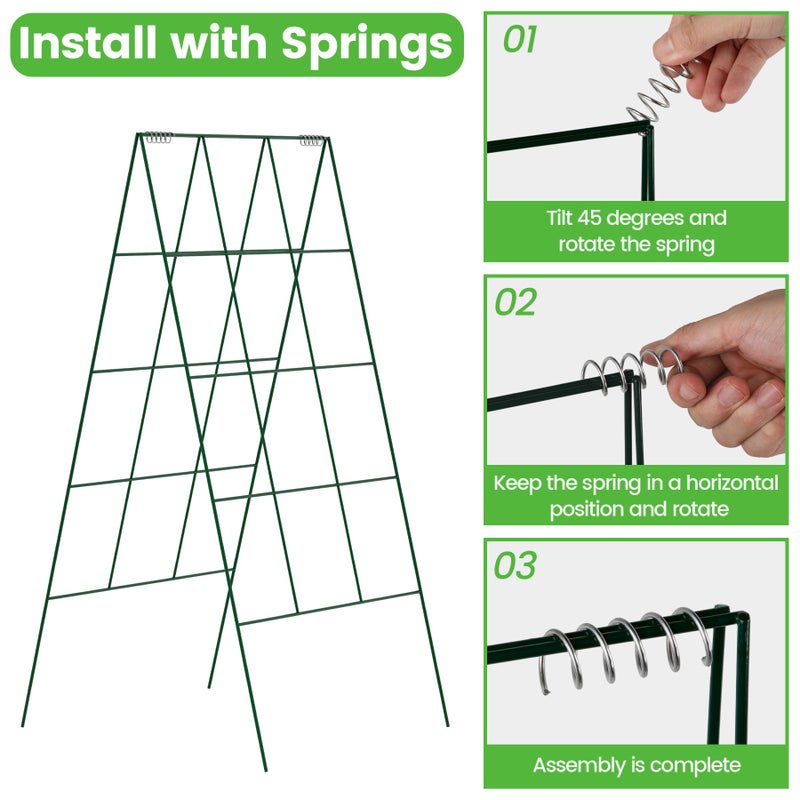 Toriexon Foldable Cucumber Trellis - 2 Pack, A-Frame Garden Trellis 46" L x 18" W, Steel Climbing Plants Support Raised Bed Trellis with Twist Ties & Plant Bags for Climbing Plants Outdoor - Image 5