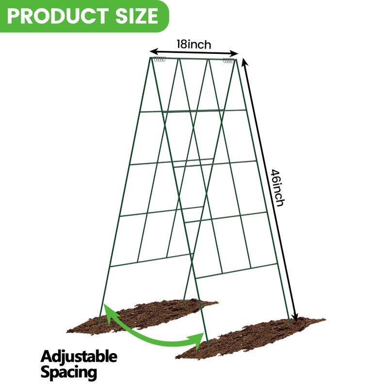 Toriexon Foldable Cucumber Trellis - 2 Pack, A-Frame Garden Trellis 46" L x 18" W, Steel Climbing Plants Support Raised Bed Trellis with Twist Ties & Plant Bags for Climbing Plants Outdoor - Image 3