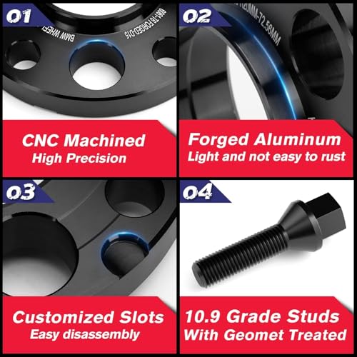 KSP PERFORMANCE KSP 5X120mm Wheel Spacers, 2PCS 15mm Hubcentric Forged Spacer for E36 E46 E90 E92 E60 318i 323i 325i 328i 330i 335i 525i 545i Thread Pitch M12x1.5 Hub Bore 72.56mm - Image 4