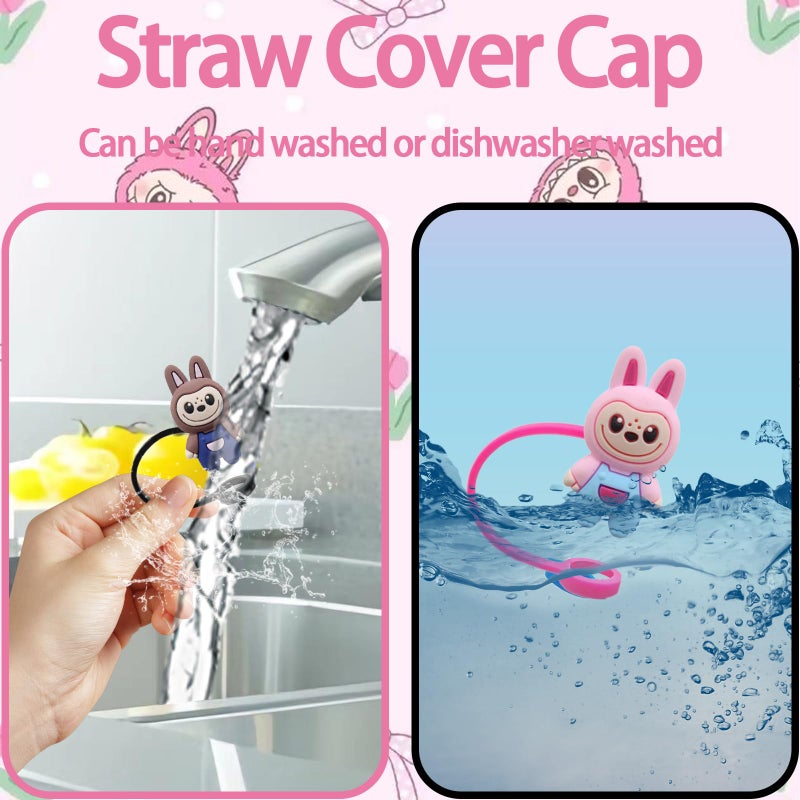 ZERCEJC 6PCS Straw Cover Cap for Stanley Cupï¼ŒReusable Straw Toppers Compatible with Stanley 30&40 Oz Tumblerï¼ŒSilicone 10mm Cover for Cup Accessories - Image 3