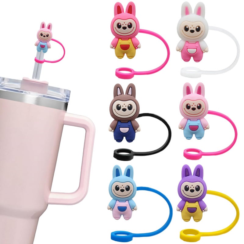 ZERCEJC 6PCS Straw Cover Cap for Stanley Cupï¼ŒReusable Straw Toppers Compatible with Stanley 30&40 Oz Tumblerï¼ŒSilicone 10mm Cover for Cup Accessories - Image 1