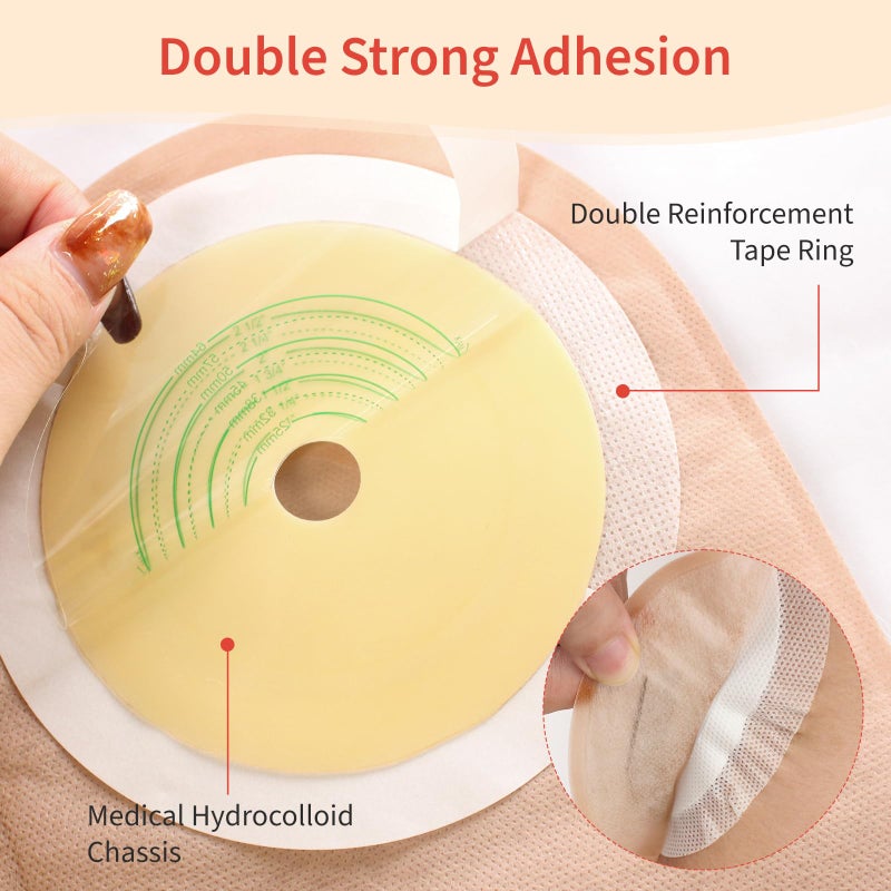 DERAYMI 30 Pack Colostomy Bags, One Piece Ostomy Supplies with Closure for Ileostomy Colostomy Urostomy Stoma Care, Cut-to-Fit Drainable Pouches, 64 mm Max - Image 2