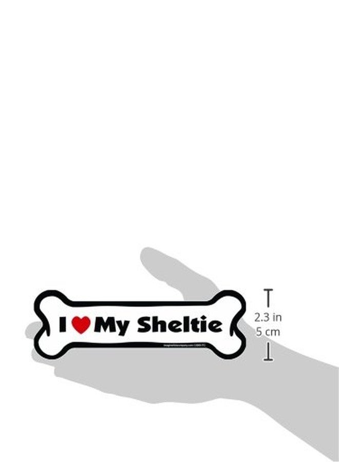 Imagine This Company I Love My Breed Bone Shaped Pet Magnet; Removable Magnets for Cars, Fridges, Lockers & More, Stylish Pet Inspired Car Accessories, 2 x 7 inches, 1 Item, White/Black, Sheltie - Image 2