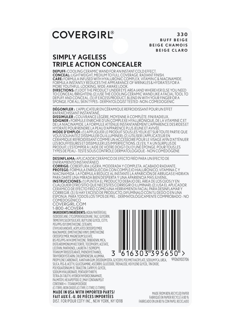 CoverGirl - COVERGIRL Simply Ageless Triple Action Concealer, Buff Beige, Pack of 1 - Image 1