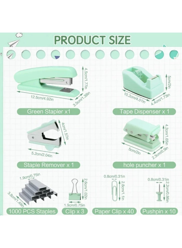 Mordely 13-in-1 Teal Office Supplies Set & Desk Organizer Kit, Premium Stapler, Tape Dispenser, 1000 Staples, Scissors, Paper/Binder Clips, Ruler, Tabs, Stationery Starter Pack - Image 2