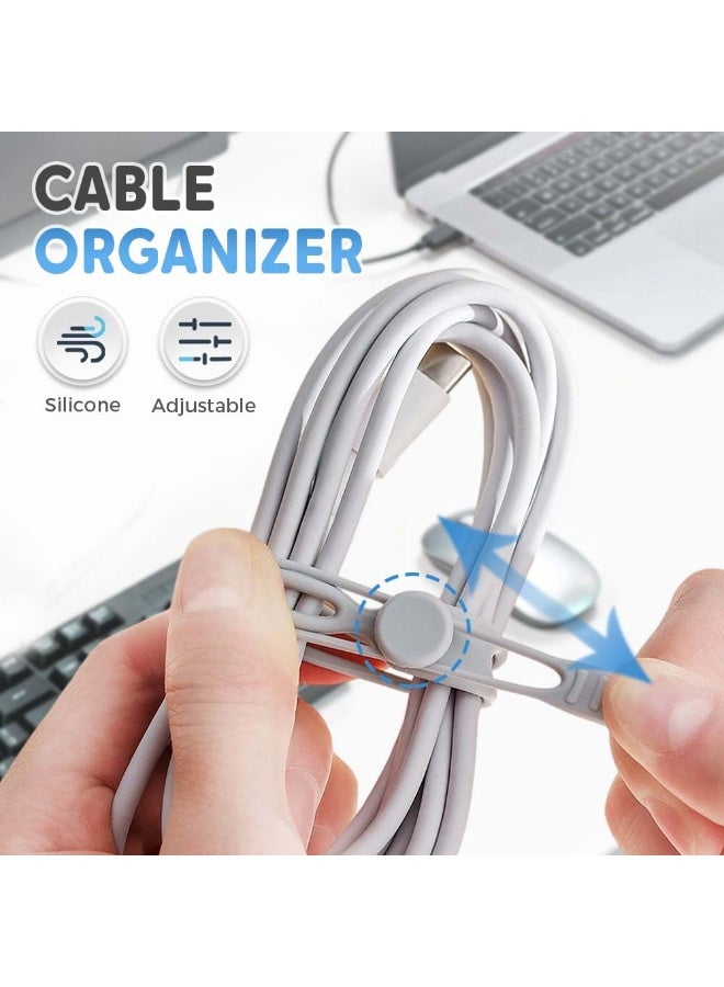Cord Cable Organizer,2026 Upgrade Silicone Cable Ties,Cable Management Headphone Organizers,Reusable Cord Management Wire Organizers for Cords,Home Office Travel Gadgets (Colorful-10PC) - Image 2