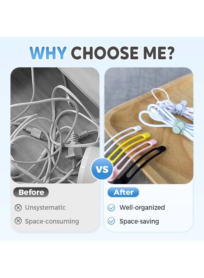 Cord Cable Organizer,2026 Upgrade Silicone Cable Ties,Cable Management Headphone Organizers,Reusable Cord Management Wire Organizers for Cords,Home Office Travel Gadgets (Colorful-10PC) - Image 3