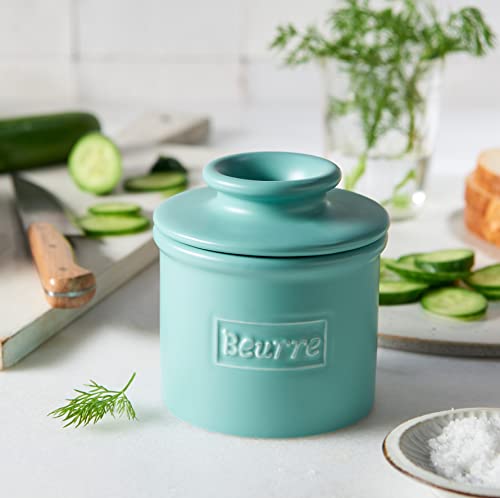 Butter Bell - The Original Butter Bell crock by L Tremain, a Countertop French Ceramic Butter Dish Keeper for Spreadable Butter, Café Matte Collection, Aqua - Image 5