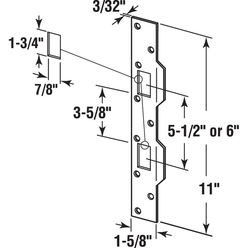 Prime-Line U 10385 Door Strike, for Use with 5-1/2 In. and 6 In. Hole Spacing On Dead Latch and Deadbolt, Steel, Satin Nickel (Single Pack) - Image 2
