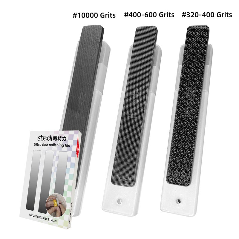 stedi Hobby Model Polishing Tools 3 PCS, Ultimate Precision Glass Polishing Files, #320-400 Grit, #400-600Grit, #10000 Grit - Image 2